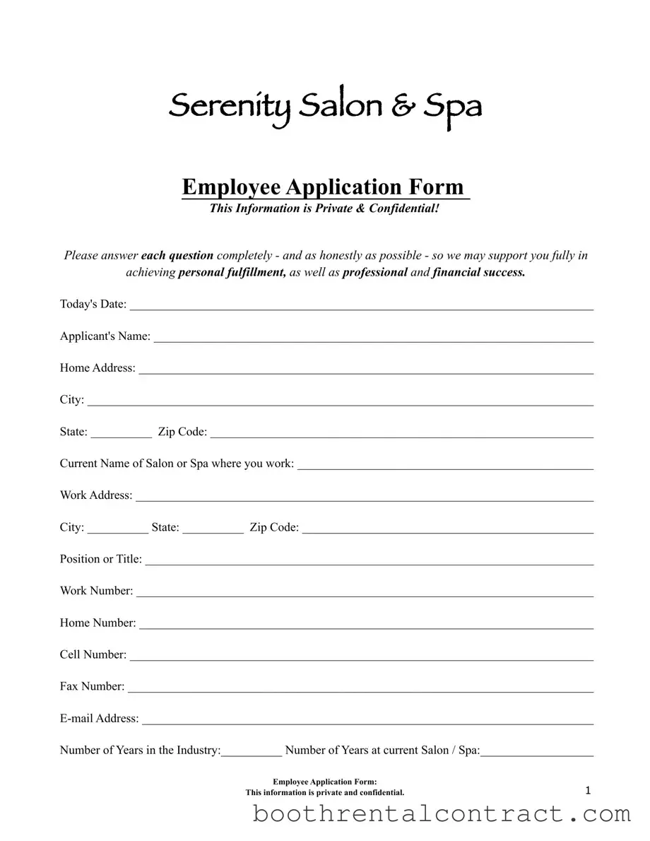 Fill in Your Salon Application Template