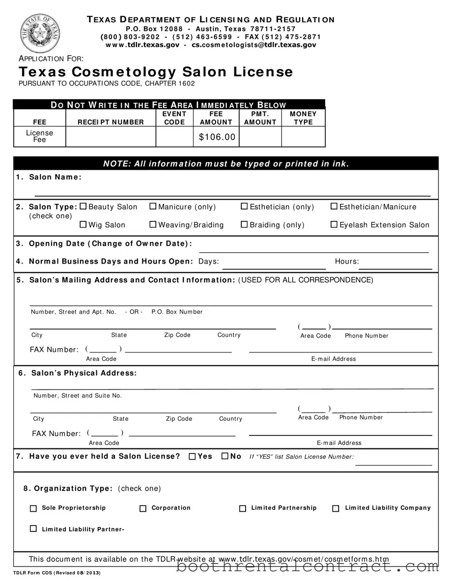 Fill in Your Tdlr Salon Template